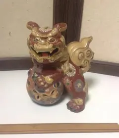 九谷 狛犬  焼き物 九谷焼 狛犬 黒銀（小）多田窯 九谷焼マルヨネ 陶芸窯和陶房
