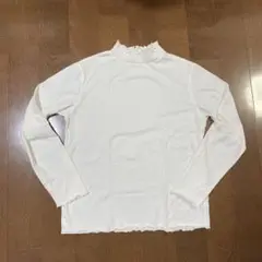 SM2 ホワイト フリル付きハイネック Tシャツ