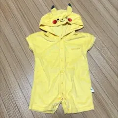 monpoke　ピカチュウパイルフード付き半袖コンビ　ロンパース　70-80