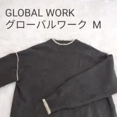 GLOBAL WORK グローバルワーク 配色ライン ニット M グレー 長袖