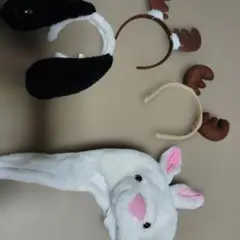 ウサギとトナカイの耳付きヘアバンドセット