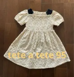 ギンガムチェック 花柄刺繍 半袖トップスのサムネイル
