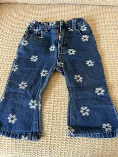 花柄刺繍デニムフレアパンツ 80サイズ
