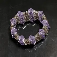 藤色系スワロフスキービーズのリング