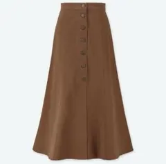 UNIQLO チノフロントボタンロングスカート ブラウン　58