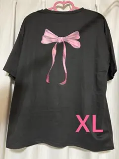 XL バックプリント　ピンクリボンTシャツ 黒　大きいサイズ　新品未使用