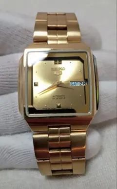 SEIKO5　AUTOMATIC　機械式自動巻　スクエア型　ゴールド　希少品