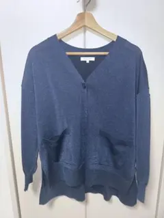 値下げ GLOBAL WORK スッキレイさらさらカーディガン ネイビーラメ L