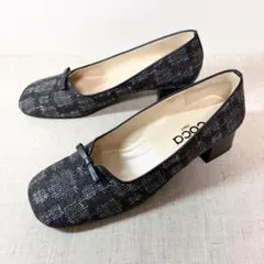 未使用級★coca コカ ツイード パンプス スクエアトゥ リボン 23.5cmのサムネイル