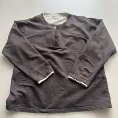 PRACTICAL ブラウン ヘンリーネックシャツ　L