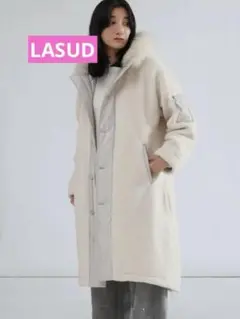 LASUD ファーボアコート　アイボリー未使用品　サイズ9号　定価34000円
