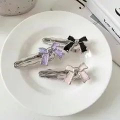 リボンデザイン ヘアピン 6個セット