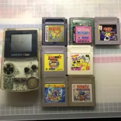 ゲームボーイカラー クリア 本体+カートリッジ7本（ジャンク2本）