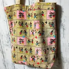 訳あり★レトロ★可愛い★ディズニー★ミッキー＆ミニー★トートバッグ★ポケット付き