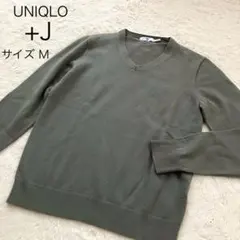 美品 ユニクロ +J カシミヤニットセーター Vネック レディース M グレー
