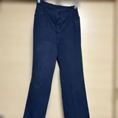ネイビー コットン混紡 パンツ