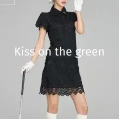 キスオンザグリーン 黒レース　ポロシャツ　ゴルフウェア　M