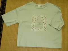 Couture Brooch 花柄プリント Tシャツ 薄緑