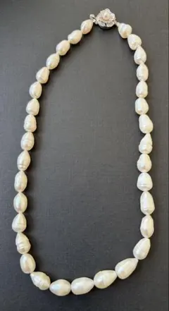 三越百貨店で購入 本真珠 オーバル型 ネックレス シルバー金具 42㎝ 12㎜