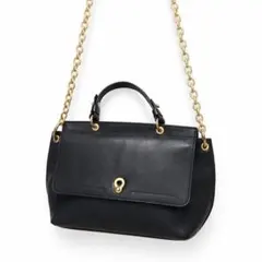 良品☆コールハーン 2way チェーン ショルダーバッグ ターンロック ブラック