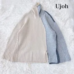 美品　Ujoh　クロップドタートルネックニット スリット　クレイジーパターン