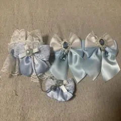 量産型　ハンドメイド　ヘアクリップ　フィンガーブレスレット　魔法少女　ブルー
