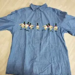 フランス製 刺繍 古着 長袖シャツ ダンガリー Charles cotonay