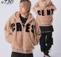 RE730 エコファー　ロゴビッグパーカー　ブルゾン　ボア　XL ベージュ