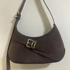 H&M スエード2wayバッグ　ダークブラウン