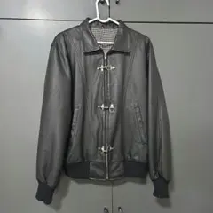 【本革】レザージャケット ファイヤーマンジャケット 牛革 襟付き 短丈