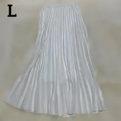 【JUNOAH】ホワイト プリーツスカート Lサイズ