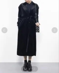 黒ベロアロングコート チェスターコート セレクトモカ