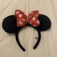ミニーマウス カチューシャ スパンコールリボン