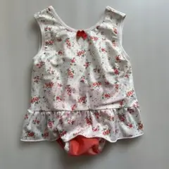 ピンク花柄フリル付きベビー水着