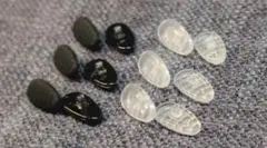 メガネ用 シリコン 鼻パッド 3ペア×2 セット 黒 透明 ブラック クリア C