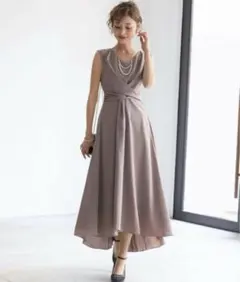 2WAY ウエストクロスリボンバックプリーツスカート　ロングワンピース