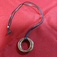 【未使用】 二連リング 本革 Wリング 革紐 ネックレス チョーカー