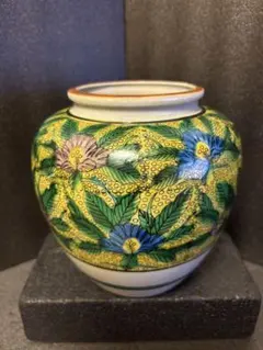 九谷焼 古九谷様式 青手 花器 壺 花瓶 骨董品 角福印