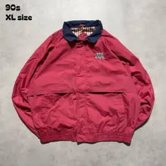 90sWinnerMaceナイロンジャケット刺繍ロゴXLサイズ裏地ストライプ赤