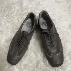 アシックスGiro ダークグレー レザー スニーカー24センチ