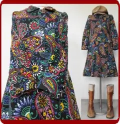 古着♪レトロ・サイケポップ花柄モッズワンピ♪70年代60年代ヴィンテージ昭和派手