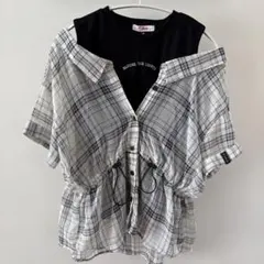 PINK-latte 半袖チェック柄シャツ （M）のサムネイル
