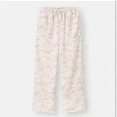 GU マーブルプリントシアーストレートパンツ ベージュ Ｍサイズ