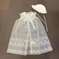 【MIKI HOUSE】美品 ベビードレス セレモニードレス 帽子付き 50