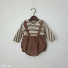 【売り切れ品】BeBeRin コーデュロイ＆ボーダーロンパース 韓国