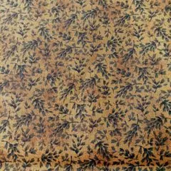からし色 葉柄 綿生地