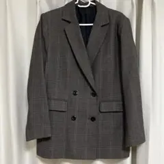 GU ダブルブレスト チェック柄 テーラードジャケット