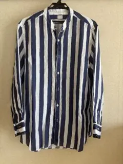 美品☆XACUS イタリア製メンズ長袖麻シャツ