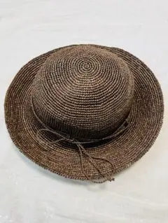 無印良品 ラフィア たためるキャペリン ブラウン麦わら帽子 55-57.5cm