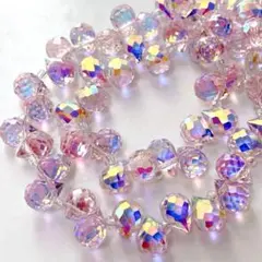 ₜ*】様 bn403/ガラスビーズ◇多面カット　ぷっくりドロップ形　ピンク系　1